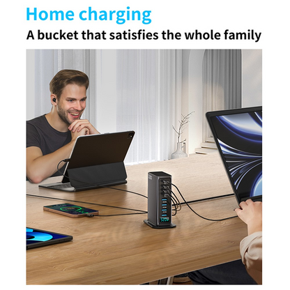 Chargeur Station OEM, 520W, 5A, 4 x USB-A - 4 x USB-C, Gris