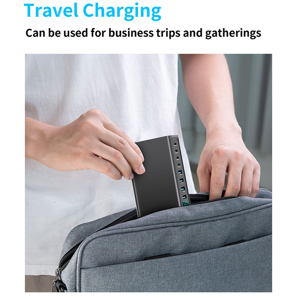 Chargeur Station OEM, 520W, 5A, 4 x USB-A - 4 x USB-C, Gris