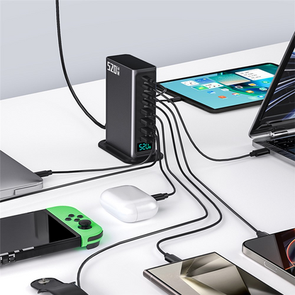 Chargeur Station OEM, 520W, 5A, 4 x USB-A - 4 x USB-C, Gris