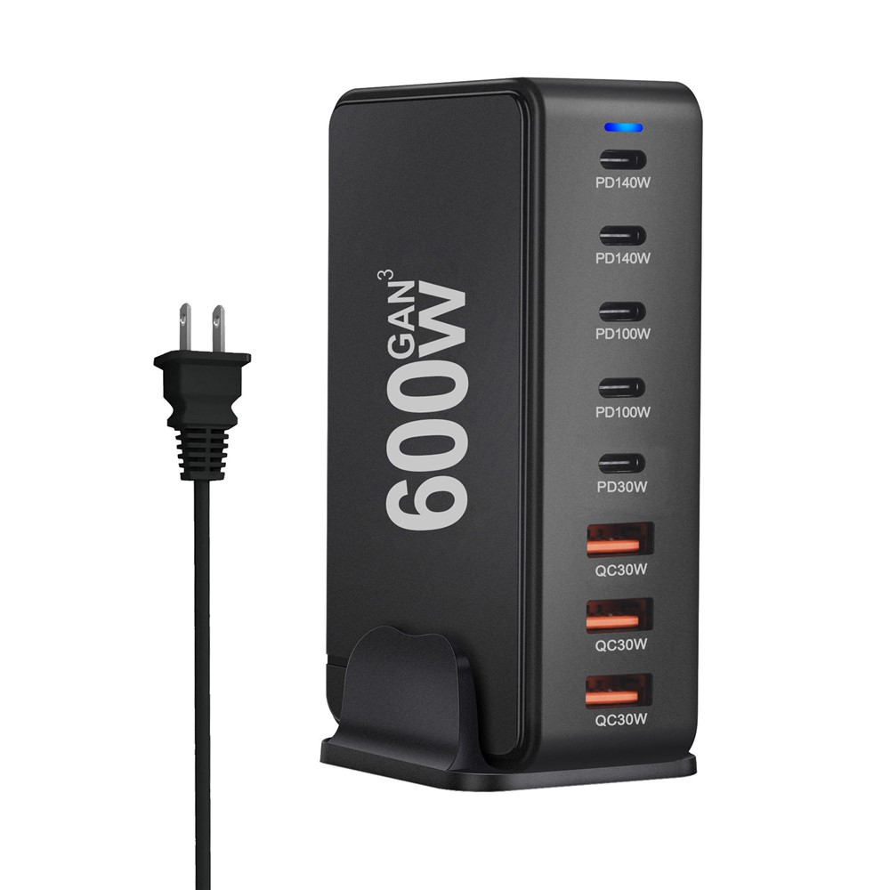 Caricatore Stazione OEM, 600W, 4 x USB-A - 4 x USB-C, Nero