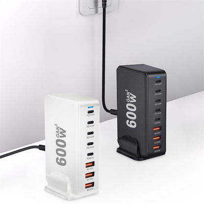 Caricatore Stazione OEM, 600W, 4 x USB-A - 4 x USB-C, Nero