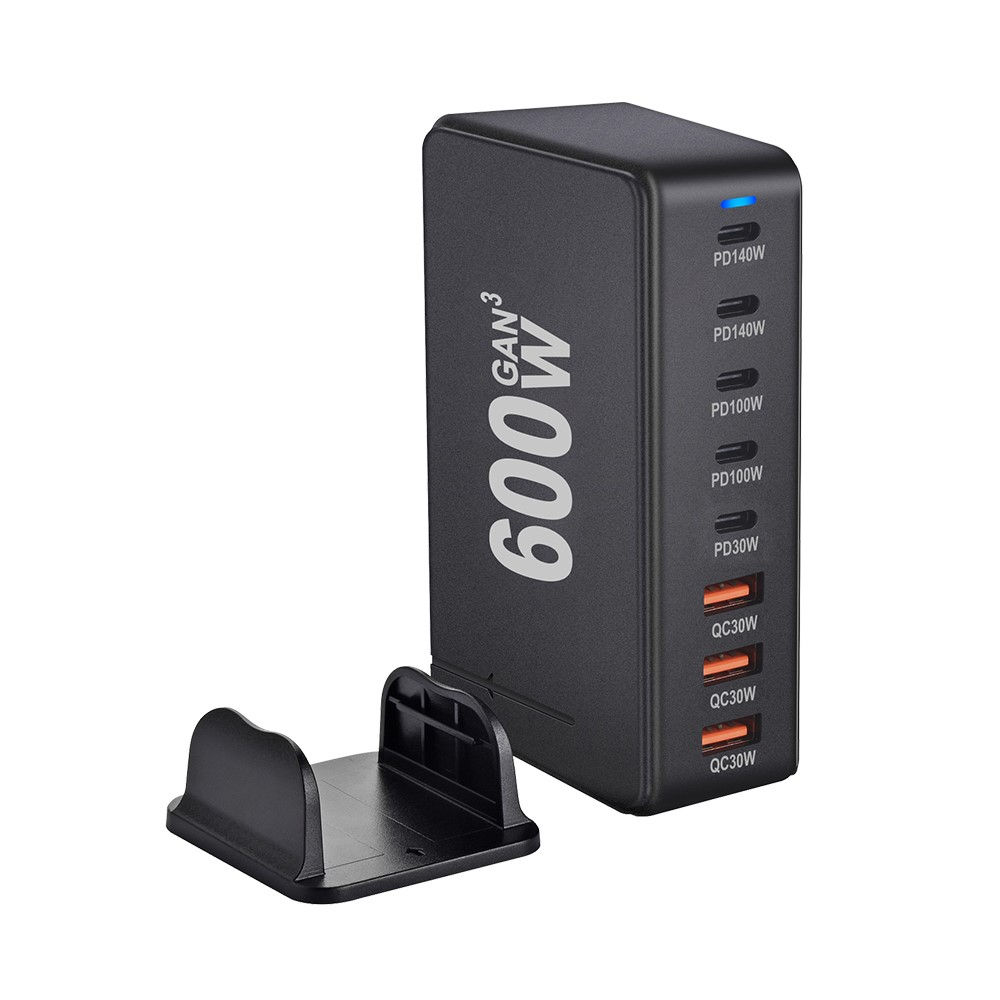 Caricatore Stazione OEM, 600W, 4 x USB-A - 4 x USB-C, Nero