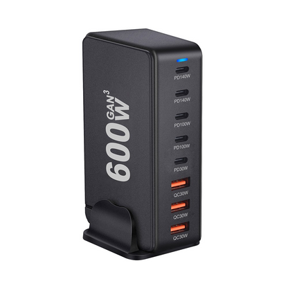 Caricatore Stazione OEM, 600W, 4 x USB-A - 4 x USB-C, Nero