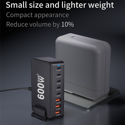 Caricatore Stazione OEM, 600W, 4 x USB-A - 4 x USB-C, Nero