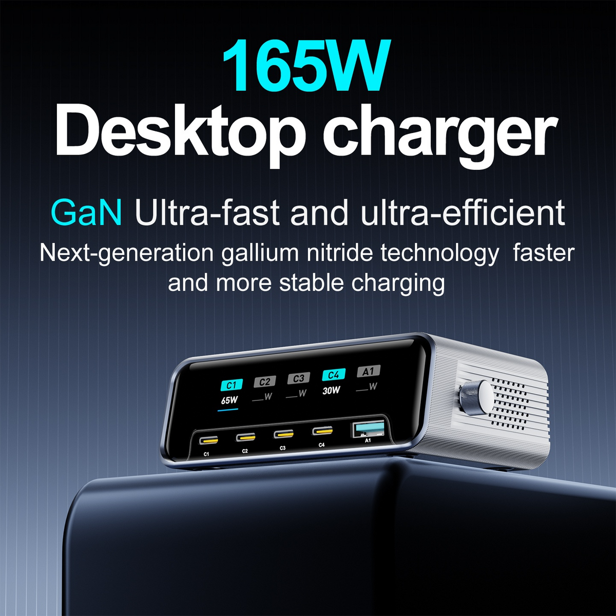 OEM-Ladestation WLX-60G, 140W, 5A, 1 x USB-A - 4 x USB-C, Grau