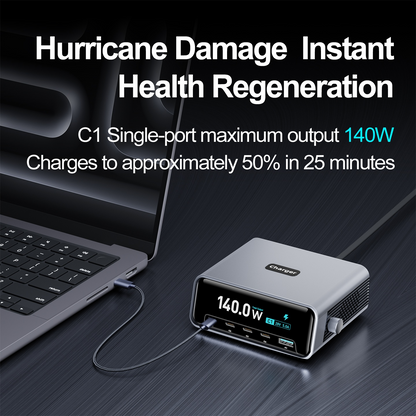 OEM-Ladestation WLX-60G, 140W, 5A, 1 x USB-A - 4 x USB-C, Grau