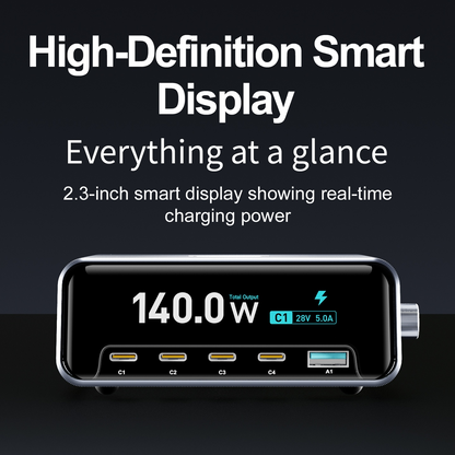 OEM-Ladestation WLX-60G, 140W, 5A, 1 x USB-A - 4 x USB-C, Grau
