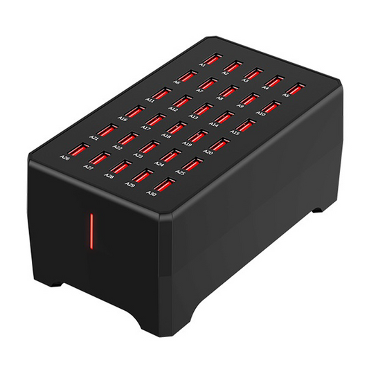 OEM Ladestation WT-268 Ladegerät, 150W, 2,4A, 30 x USB-A, Schwarz