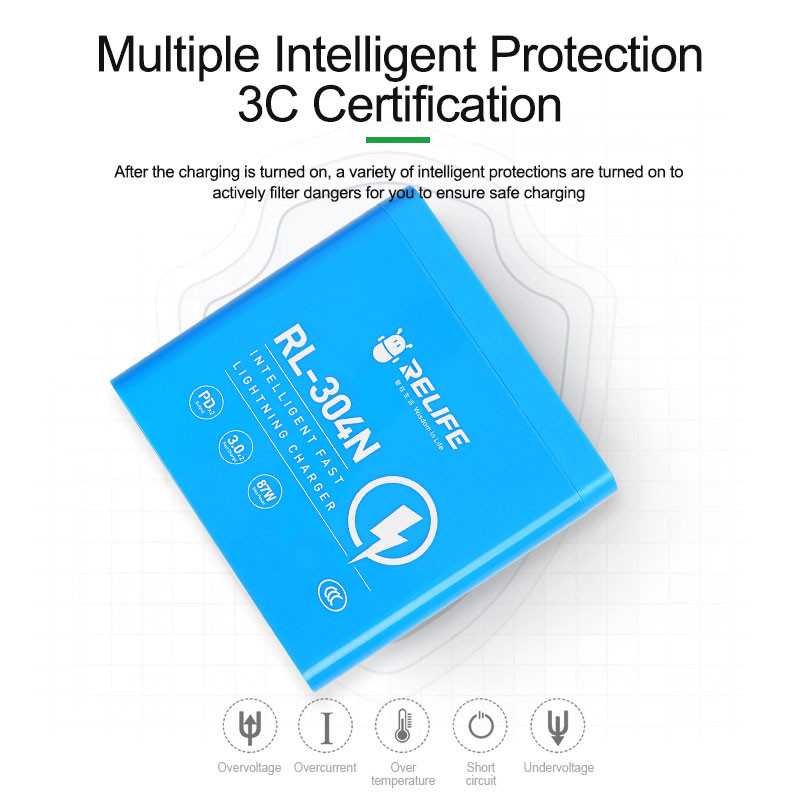 Ladestation Relife RL-304N, 87W, 3A, 2 x USB-C - 4 x USB-A, Blau