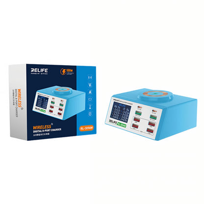 Ladestation Relife RL-309AW, 100W, 5A, 2 x USB-C - 6 x USB-A, Blau