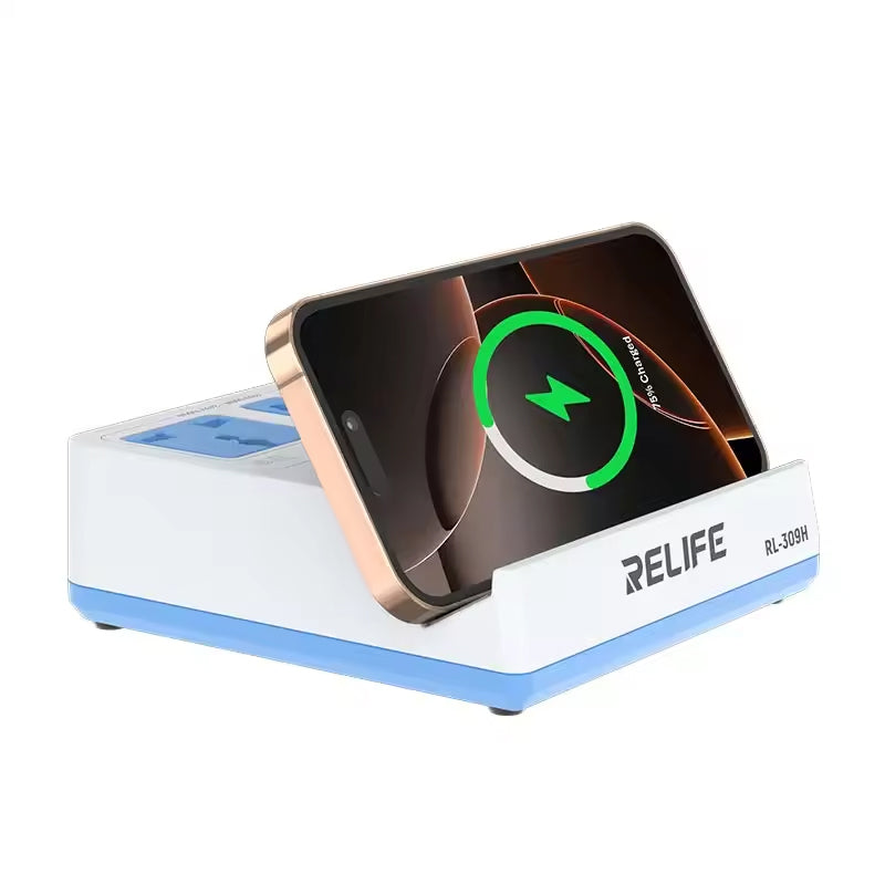 Station de charge Relife RL-309H QI, 72W, 1 x USB-A - 3 x USB-C, Blanc
