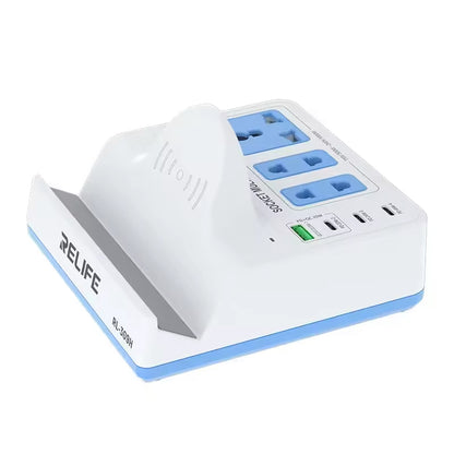 Station de charge Relife RL-309H QI, 72W, 1 x USB-A - 3 x USB-C, Blanc