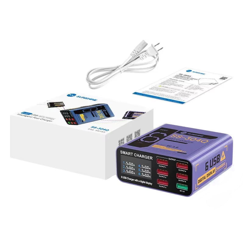 Chargeur Station Sunshine SS-304Q, 30W, 3.5A, 6 x USB-A, Violet