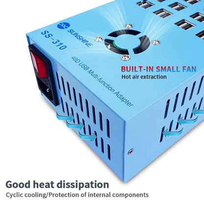 Chargeur Station Sunshine SS-310, 40 x USB-A, Bleu