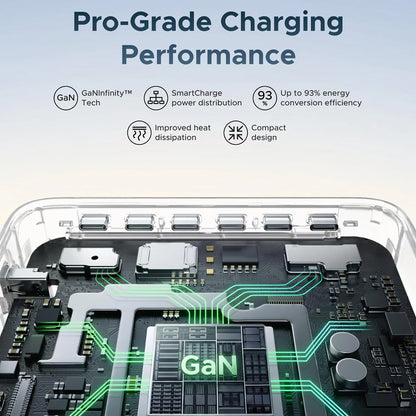 Chargeur station UGREEN Nexode Pro X783 (75753B) avec écran, 300 W, 5 A, 1 x USB-A - 6 x USB-C - 1 x DC, gris