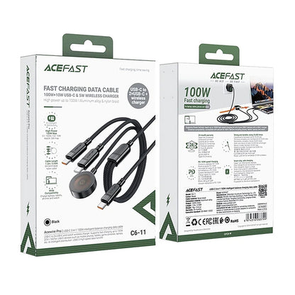 Acefast 4in1 Wireless-Ladegerät für Apple Watch Series, USB-C, Schwarz