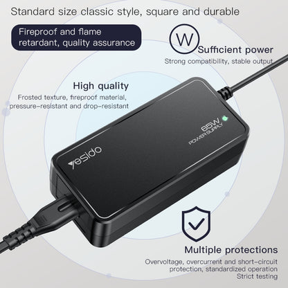 Chargeur Yesido CG11E, 65W, Universel, Noir