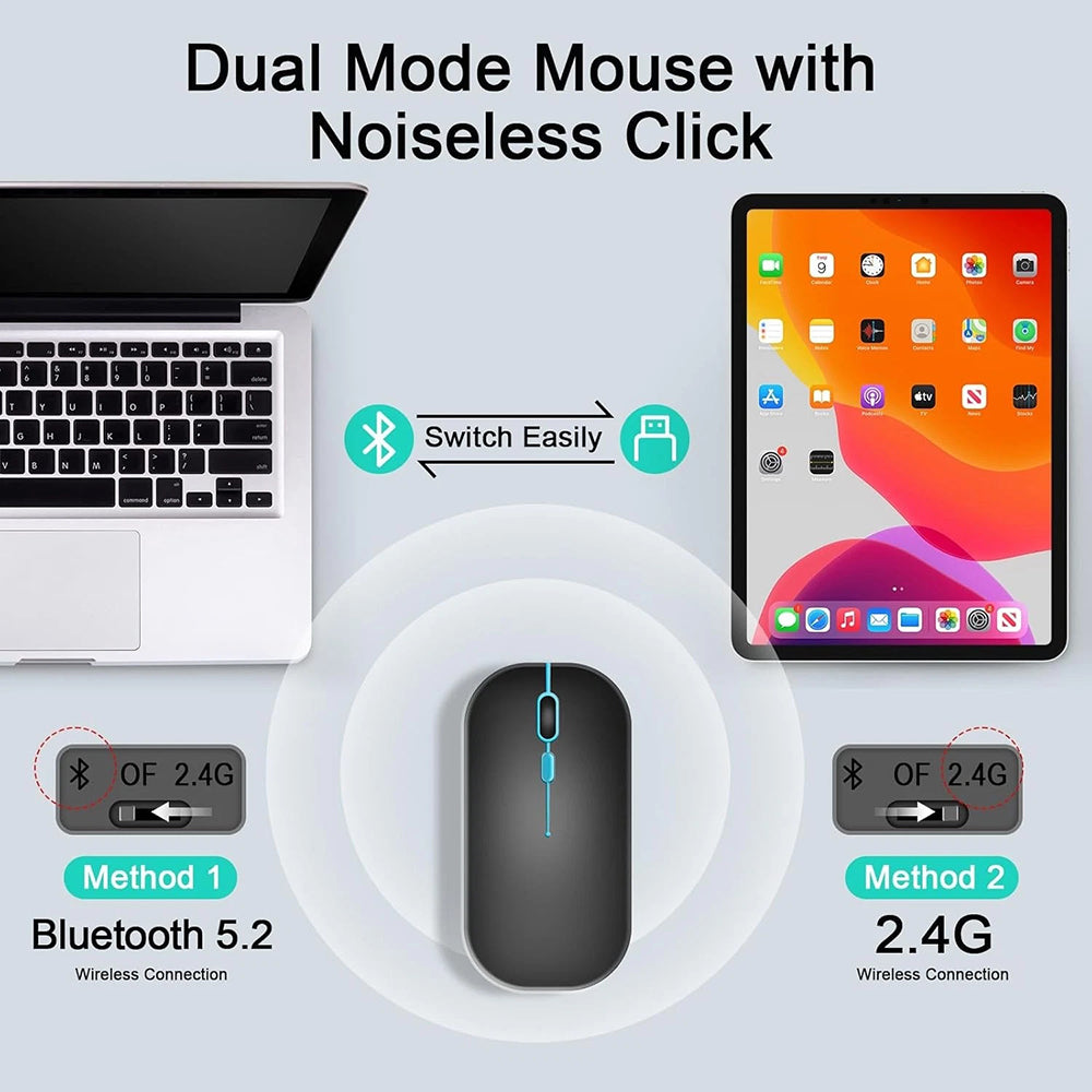 Kit Clavier Souris Sans Fil Techsuit AirCombo WKM1, BT / Wi-Fi, Noir