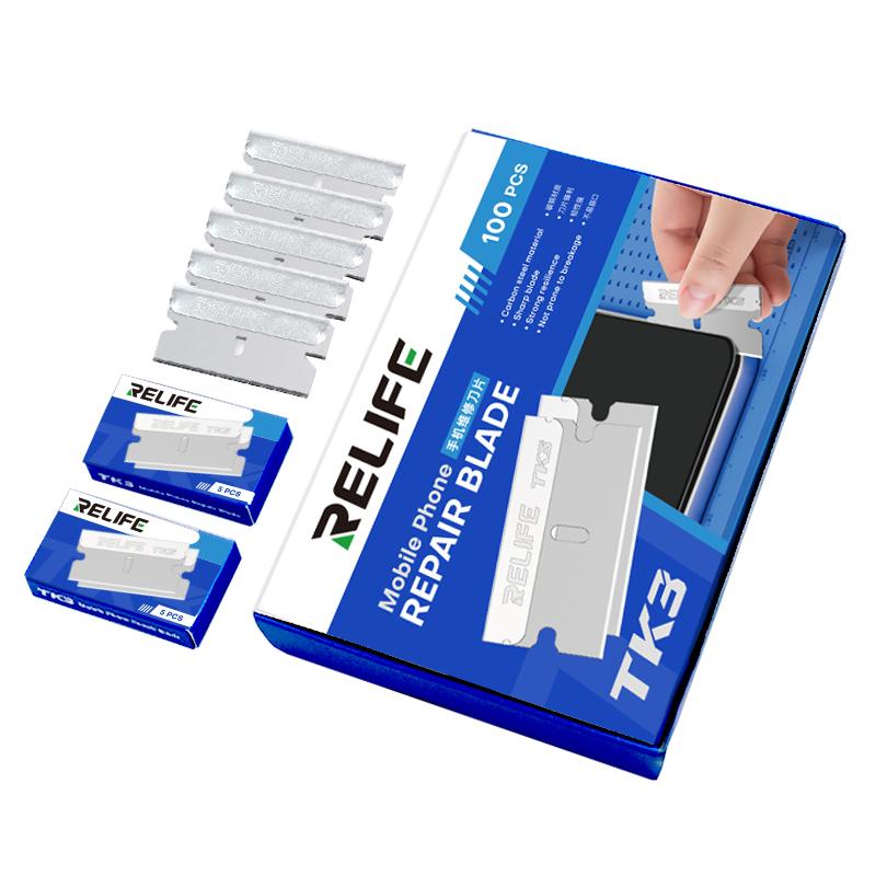 Lame de rechange Relife TK3 pour outil de retrait d'adhésif UV / OCA, lot de 100 pièces