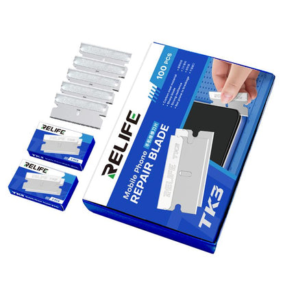Lame de rechange Relife TK3 pour outil de retrait d'adhésif UV / OCA, lot de 100 pièces