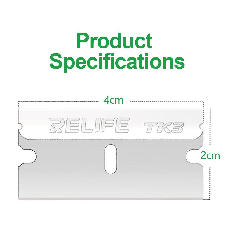 Lame de rechange Relife TK3 pour outil de retrait d'adhésif UV / OCA, lot de 100 pièces
