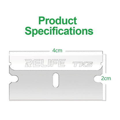 Lame de rechange Relife TK3 pour outil de retrait d'adhésif UV / OCA, lot de 100 pièces