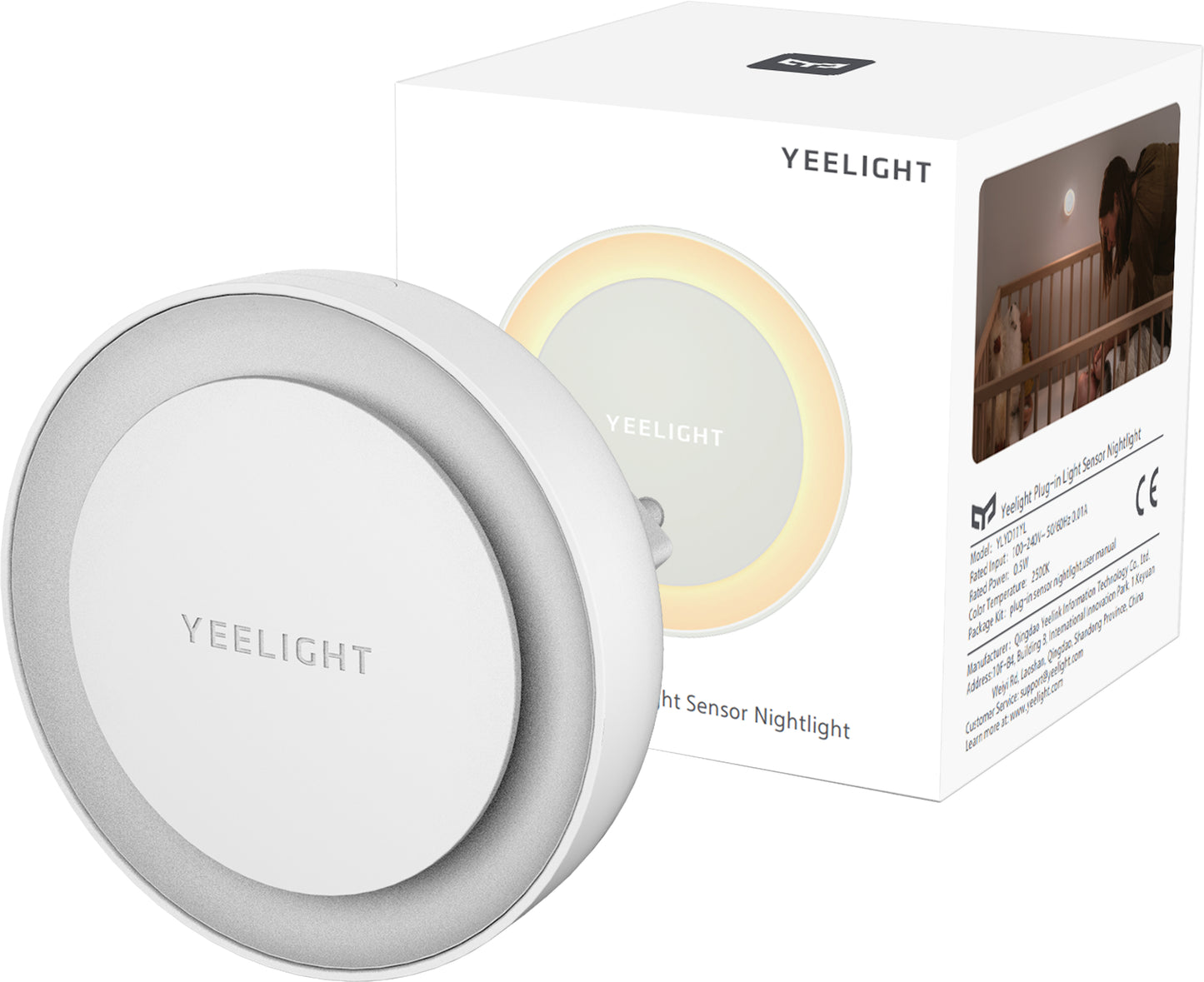 Lampe LED Veilleuse Yeelight Plug-in Nightlight, 0.5W, 2500K, Capteur, Version UK, Blanche, Reconditionnée YLYD11YL