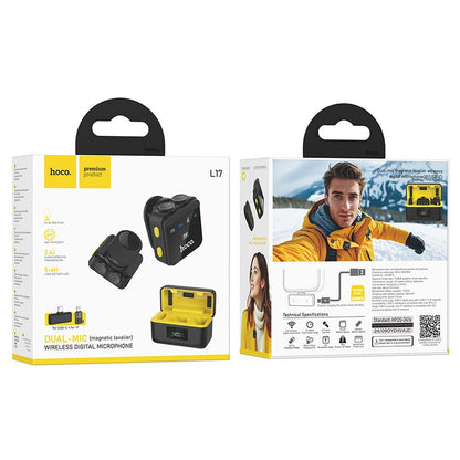 Lavalier HOCO L17, USB-C / Lightning, Set 2 Pièces, Noir