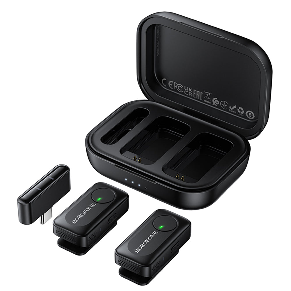 Borofone BFK17 Lemai Lavaliermikrofon, USB-C, 2er-Set, Schwarz