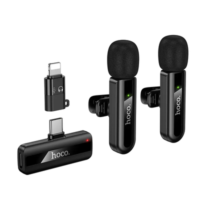 Lavalier HOCO L20A, USB-C / Lightning, Set de 2 pièces, Noir