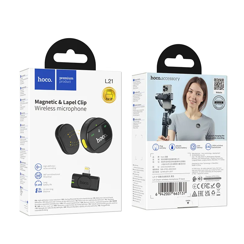 Lavalier HOCO L21, Lightning, Nero