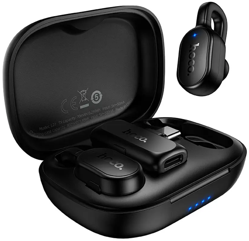 Lavalier HOCO L27, USB-C, Set 2 pezzi, Nero