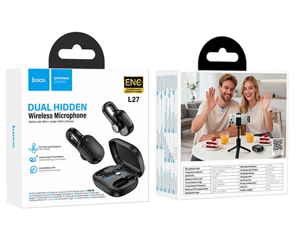 Lavalier HOCO L27, USB-C, Set 2 pezzi, Nero