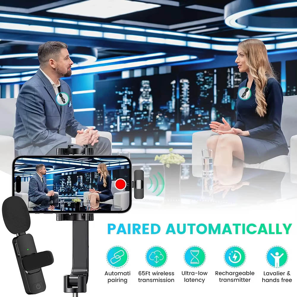 Lavalier Techsuit LW2, USB-C, Set 2 pezzi, Nero