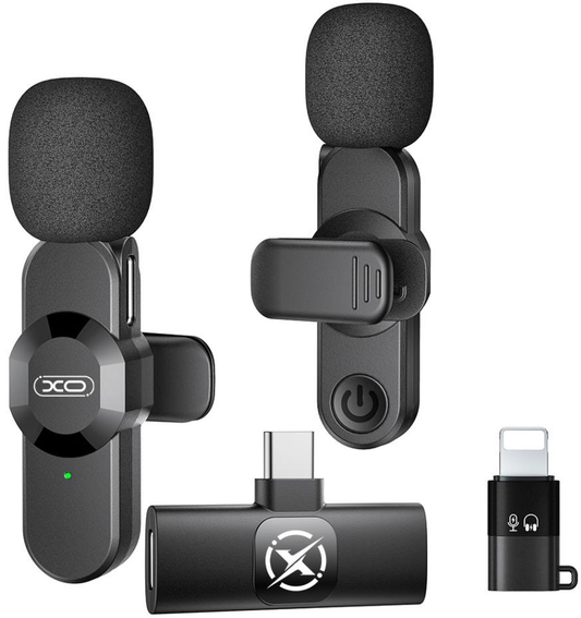 Lavaliermikrofon XO Design MC14 Dual, USB-C / Lightning, 2er-Set, Schwarz