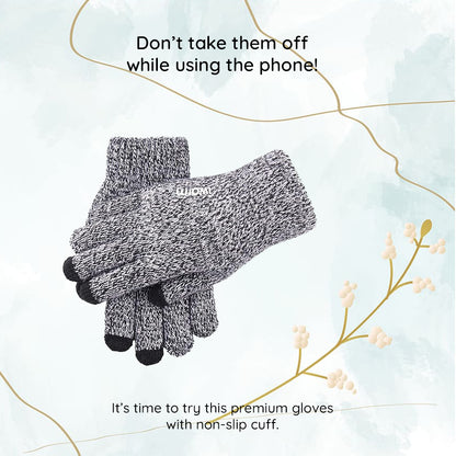Gants d'Hiver Tactiles Iwarm ST0018, Taille 23cm, Noir Gris