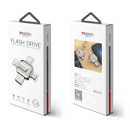 Memoria Esterna USB-A 3.0 / Lightning / USB-C / microUSB Yesido FL15, 128Gb