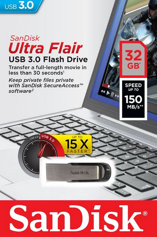 Externer USB-A 3.0 Speicher SanDisk Ultra Flair, 32Gb SDCZ73-032G-G46