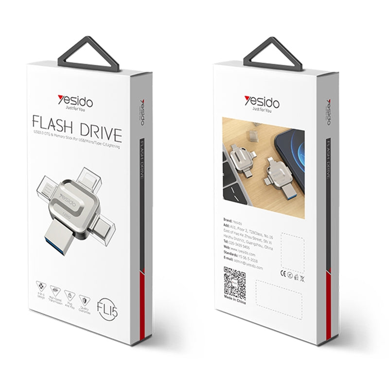 Externer Speicher USB-A 3.0 / Lightning / USB-C / microUSB Yesido FL15, 64Gb
