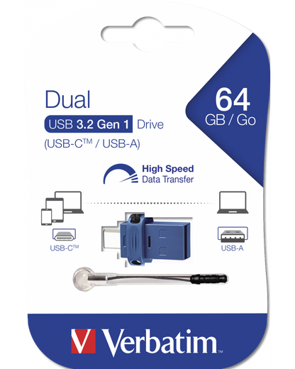 Externer Speicher USB-A 3.0 / USB-C Verbatim StoreNGo, 64Gb 49967