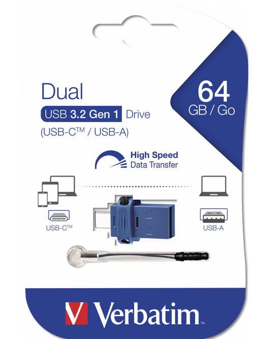 Memoria Esterna USB-A 3.0 / USB-C Verbatim StoreNGo, 64Gb 49967