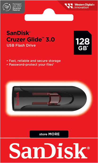 Mémoire Externe USB-A 3.0 SanDisk Cruzer Glide, 128Gb SDCZ600-128G-G35