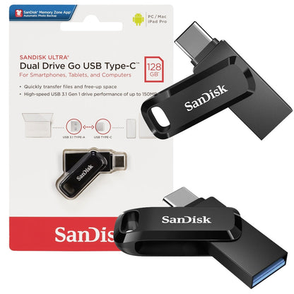 Externer Speicher USB-A 3.2 / USB-C SanDisk Ultra Dual Go, 128Gb SDDDC3-128G-G46