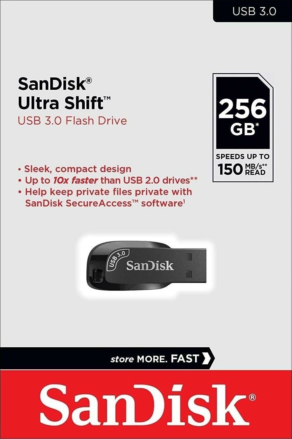 Externer USB-A 3.2 Speicher SanDisk Ultra Shift, 256Gb SDCZ410-256G-G46