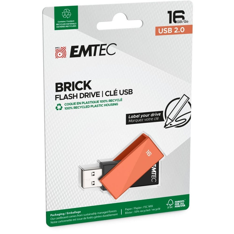 Memoria Esterna USB-A Emtec C350 Brick, 16Gb ECMMD16GC352
