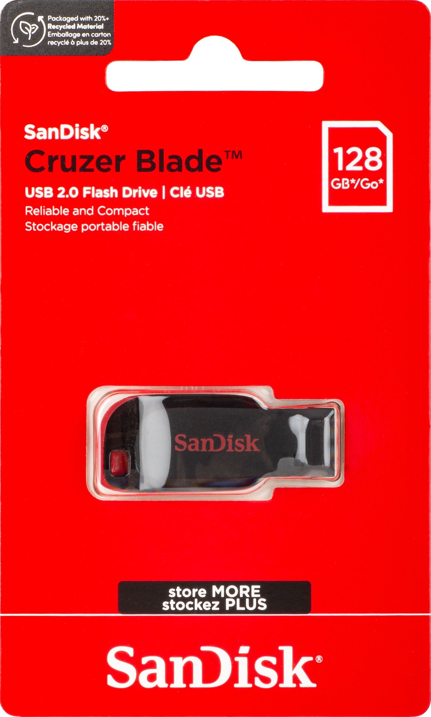 Externer USB-A Speicher SanDisk Cruzer Blade, 128Gb SDCZ50-128G-B35