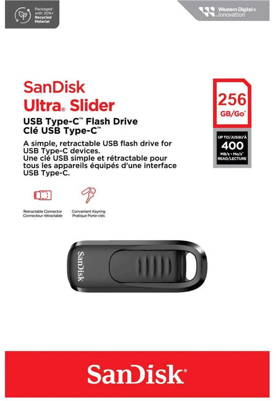 Externer USB-C Speicher SanDisk Ultra Slider, 256Gb SDCZ480-256G-G46