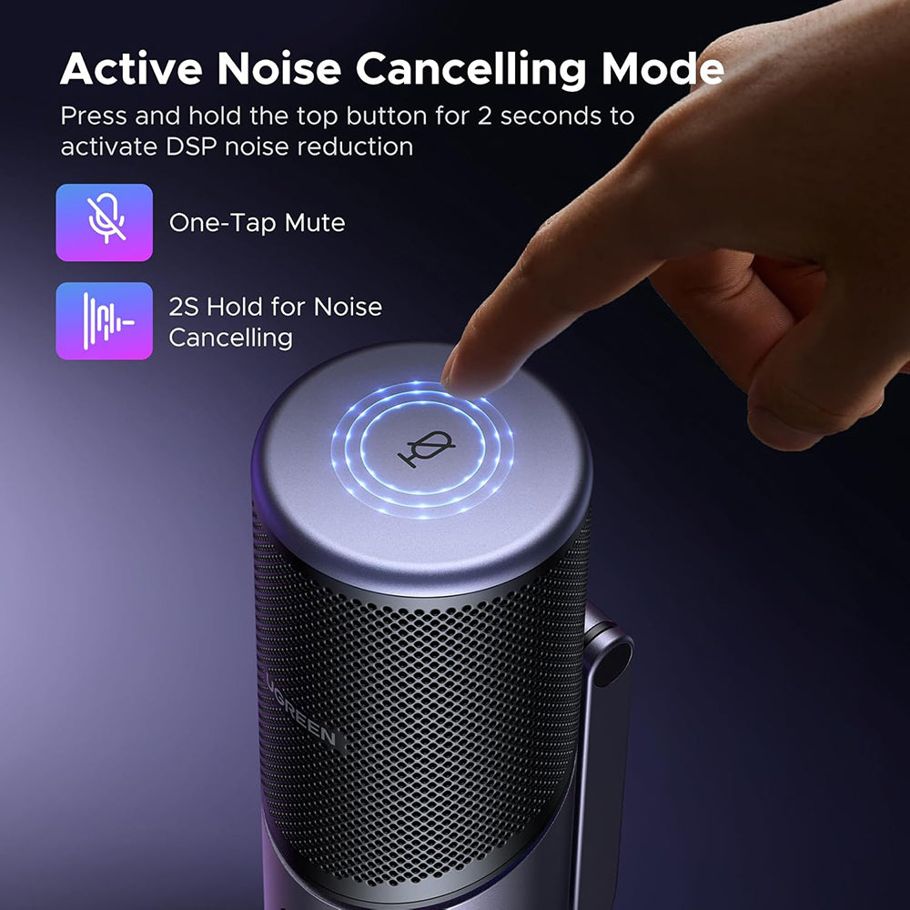 Microphone Cardioïde UGREEN CM769 (35629), RGB, USB-A, 2m, Noir