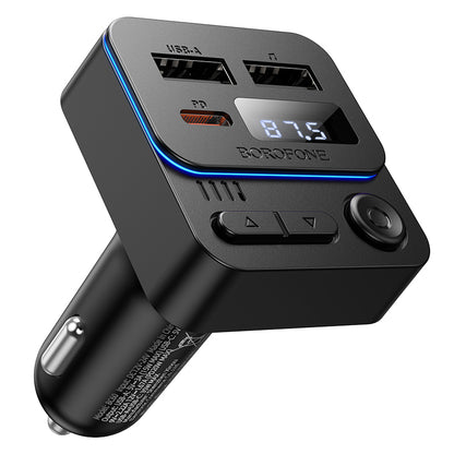 Modulateur FM Bluetooth Borofone BC60 Hero, 2 x USB-A - 1 x USB-C