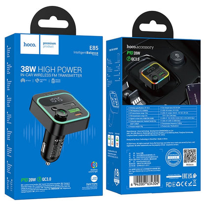 Modulateur FM Bluetooth HOCO E85, 2 x USB-A - 1 x USB-C